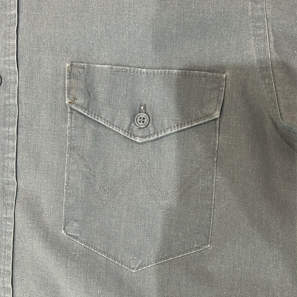 Vintage 90’s Wrangler Brushpopper Western Button Down Gray Shirt 15 1/2 x 35 - Picture 5 of 13